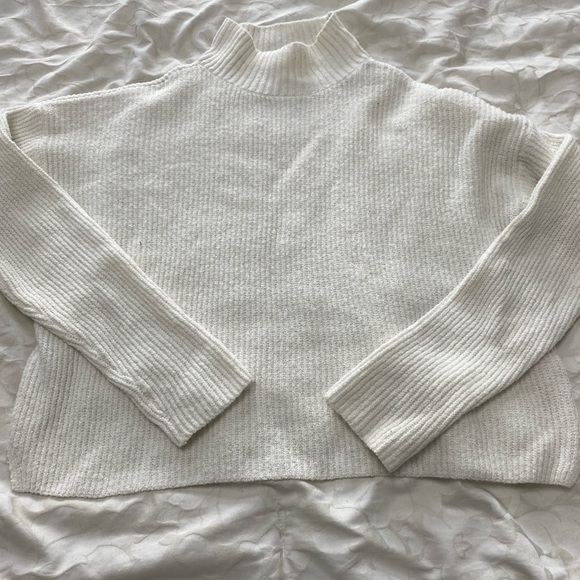 BP. Cropped Mockneck Ribbed Sweater in Cream - Picture 2 of 3